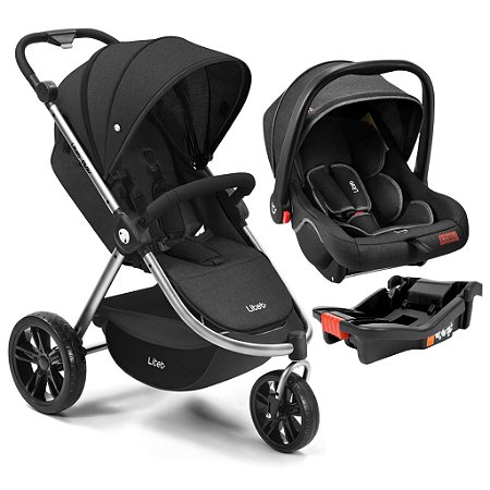 Carrinho de Bebê Litet Jogger Sway Preto Com Bebê Conforto e Base