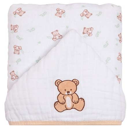 Toalhão de Banho Papi Mami Soft Premium c/ Capuz Ursinho Bolinha