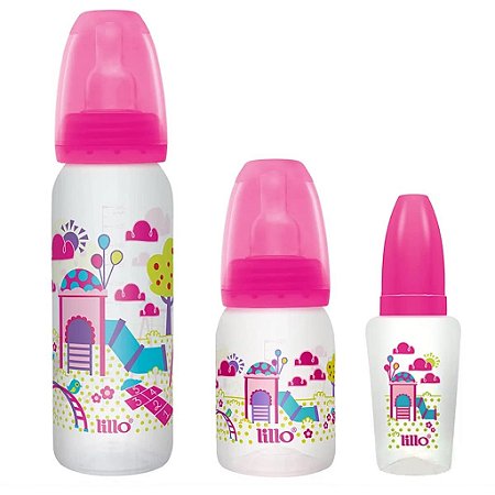 Kit de Mamadeiras Evolução Divertida (+0M) - Rosa - Lillo