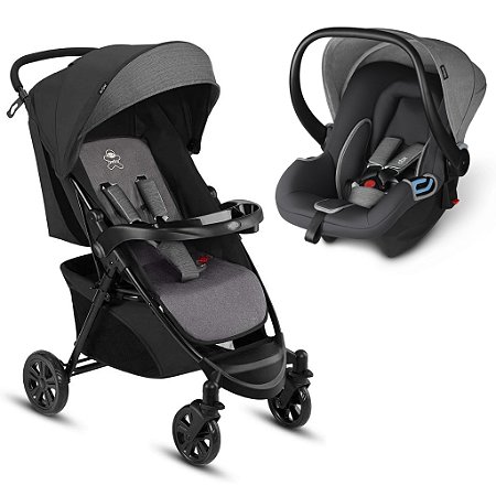 Carrinho De Bebê Woya E Bebê Conforto CBX Preto E Cinza