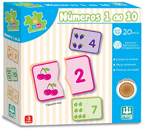 Jogo Educativo de Encaixar (+3 anos) - Números do 1 ao 10 - NIG Brinquedos