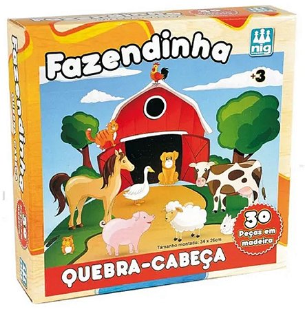 Quebra-Cabeça 30 Peças (+3 anos) - Fazendinha - NIG Brinquedos