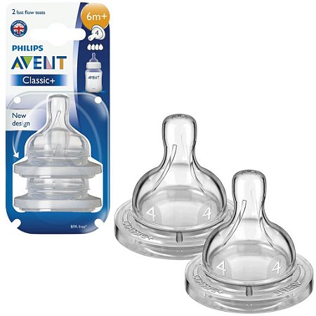 2 Un. Bico Clássica Anti-Cólica Tam.4 (+6M) - Philips Avent