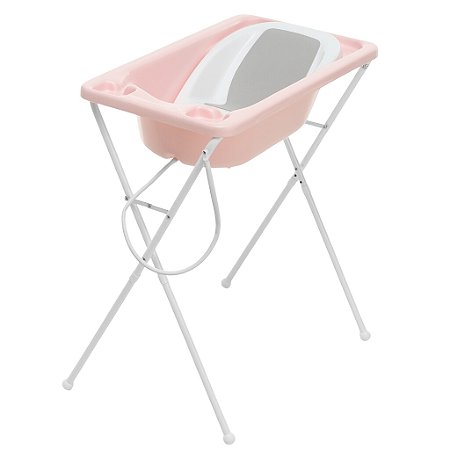 Conjunto de Banheira Trio com Assento e Suporte (até 20 kg) - Rosa Perolado - Galzerano