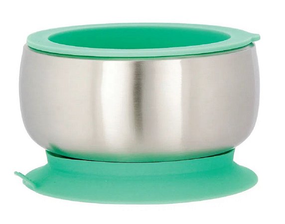 Tigela de Inox com Ventosa e Tampa (+4M) - Verde - Avanchy