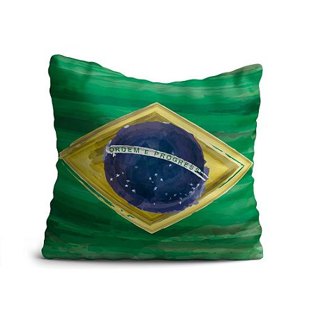 Capa de Almofada Yuzo Avulsa 45x45cm Bandeira Brasil Pintura