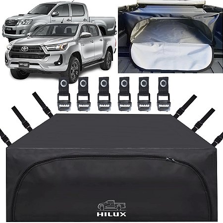 Bolsa Caçamba Inteira Toyota Hilux Impermeável 708 Lts Premium Instala Sem Furar A Caçamba Maleiro Pickup Caminhonete Hilux