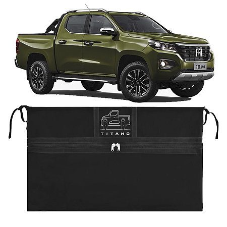 Bolsa Caçamba Fiat Titano Premium 525 Litros Maleiro Pickup Caminhonete Instala Sem Furar a Caçamba Abertura Frontal Ranch Endurance Volcano