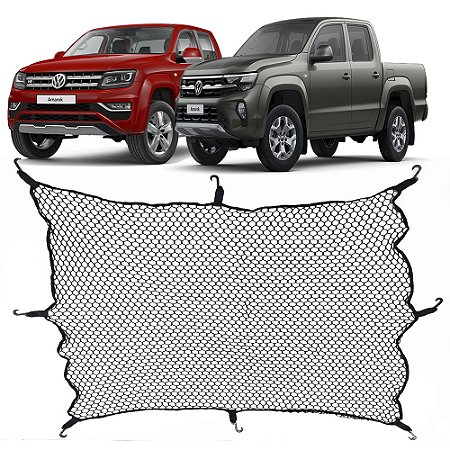 Rede Caçamba Volkswagen Amarok 140x140 Reforçada Com Elástico Nas Pontas e 8 Ganchos Para Separar e Conter Cargas