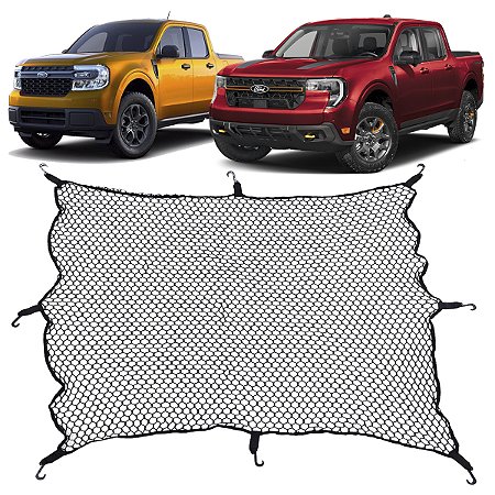 Rede Caçamba Ford Maverick 140x140 Reforçada Com Elástico Nas Pontas e 8 Ganchos Para Separar e Conter Cargas