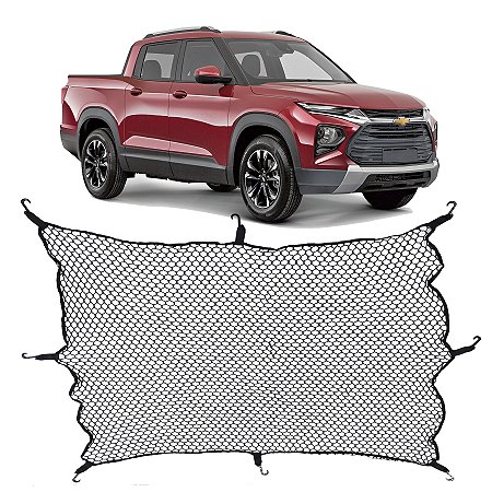 Rede Caçamba Chevrolet Montana 140x140 Reforçada Com Elástico Nas Pontas E Ganchos Para Separar E Conter De Cargas