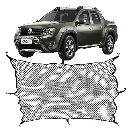 Rede Caçamba Renault Oroch 140x140 Reforçada Com Elástico Nas Pontas e 8 Ganchos Para Separar e Conter Cargas