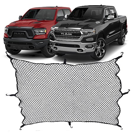 Rede Caçamba Dodge Ram Classic 1500 2500 3500 140x140 Reforçada Com Elástico Nas Pontas e 8 Ganchos Para Separar e Conter Cargas
