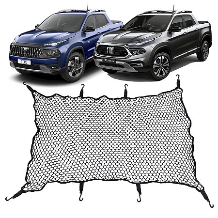 Rede Caçamba Caminhonete Fiat Toro 100x150 Reforçada Com Elástico Nas Pontas e Ganchos Rede de Carga