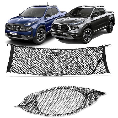 Rede Bolsa Para Caçamba Fiat Toro 130x65 Reforçada Com Elástico Nas Pontas E Ganchos Freedom Ranch Volcano Ultra
