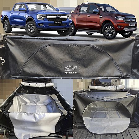 Bolsa Caçamba Ford Ranger Impermeável 420 Lts Abertura Dupla Instala Fácil Sem Furar a Caçamba