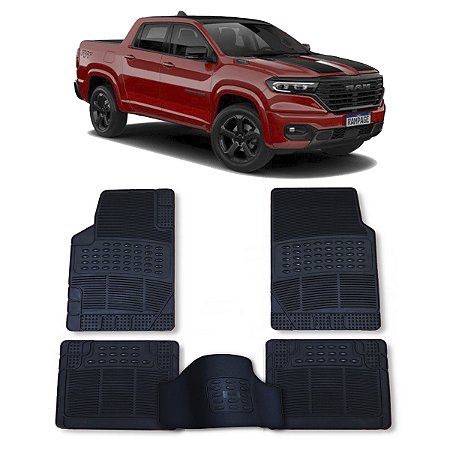 Tapete Automotivo Ram Rampage Padrão Universal (compatível) em Pvc Ecológico e Tapete do Túnel Traseiro de Brinde Tapete Universal