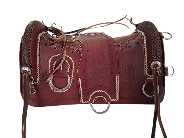 Arreio Banana Charuto Cutiano Couro Meio Curtume Ponteado no Tento Cru Argolas Inox Suador Neoprene Soft Anti-pisadura Texas Country