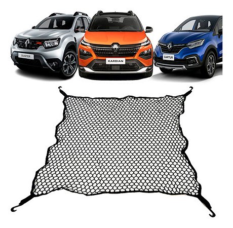 Rede Porta-malas Kardian Duster Captur Oroch Sandero 100x100 Poliéster com Ganchos e Elástico