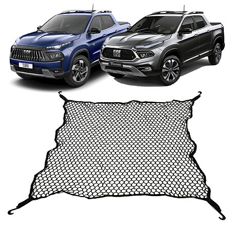 Rede Caçamba Fiat Toro 100x100 Poliéster com Ganchos Plásticos e Elástico nas Pontas