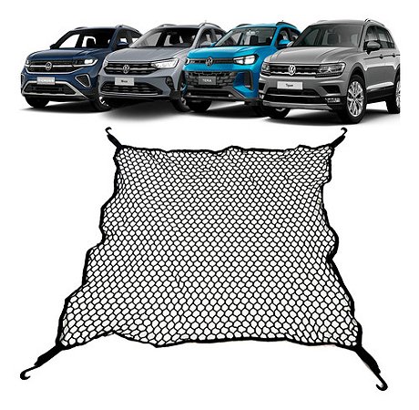 Rede Porta-malas T-Cross Nivus Tera Tiguan 100x100 Poliéster com Ganchos e Elástico