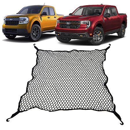 Rede Caçamba Ford Maverick 100x100 Poliéster com Ganchos Plásticos e Elástico nas Pontas
