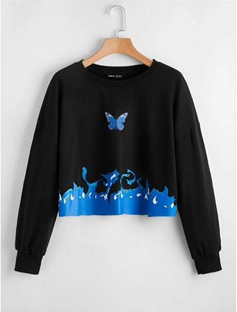 Moletom cropped azul Clearance