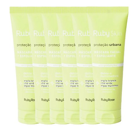 BOX - MÁSCARA FACIAL + ESFOLIANTE ANTIPOLUIÇÃO PROTEÇÃO URBANA C/ 12  - RUBY SKIN