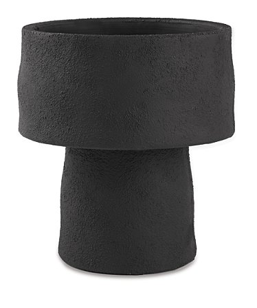 CACHEPOT COM PEDESTAL EM CIMENTO PRETO