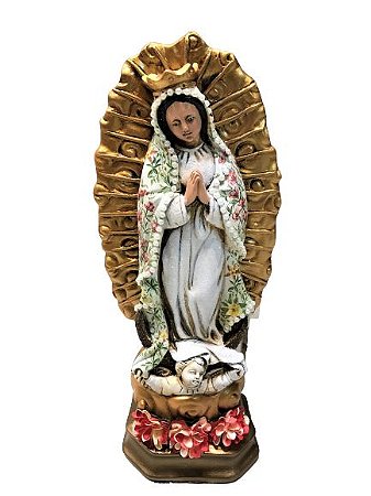 ESCULTURA NOSSA SENHORA DE GUADALUPE PINTADA A MAO EM GESSO