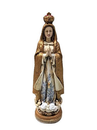 ESCULTURA NOSSA SENHORA DE FATIMA PINTADA A MAO EM GESSO