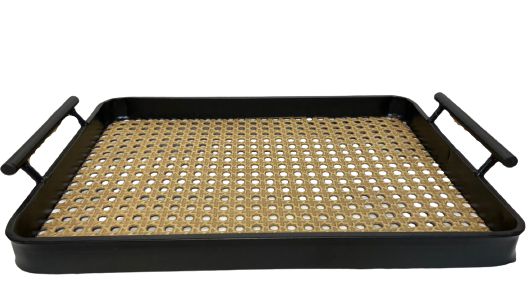 BANDEJA DECORATIVA COM TRELIÇA EM METAL PRETA G