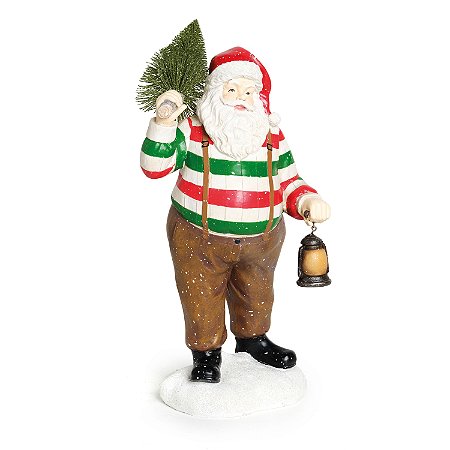 ESCULTURA DECORATIVA PAPAI NOEL EM PE COM PINHEIRO