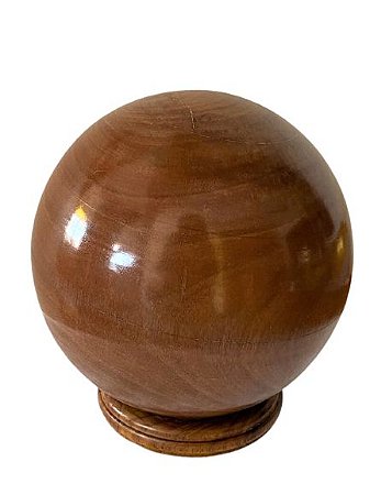 BOLA DECORATIVA COM SUPORTE EM MADEIRA LUQUERANA TORNEADA