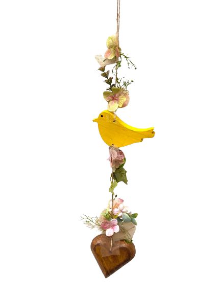 Mobili Decorativo com Passaro Amarelo Flores e Coracao