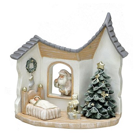 ESCULTURA CENARIO NATAL DECORATIVO PAPAI NOEL NO QUARTO