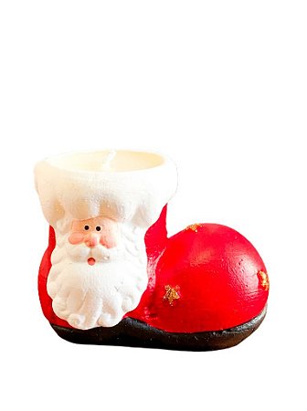 Vela Bota c/Rosto de Papai Noel Decorativa