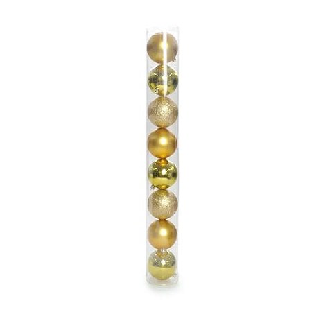 JG C/8 PC BOLAS LISA E COM GLITTER OURO