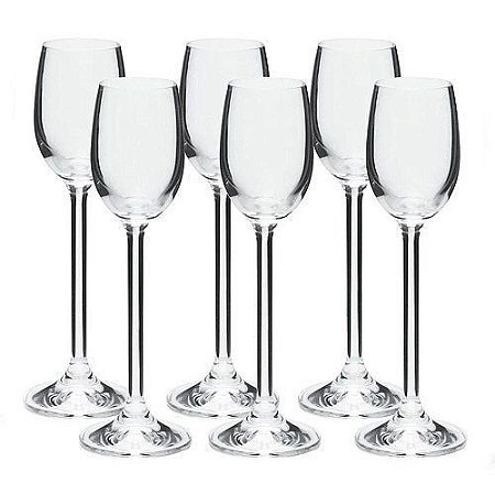 CJ 6 TACAS EM CRISTAL ECOLOGICO P/LICOR GASTRO COLIBRI 60ml