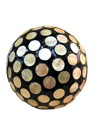 BOLA DECORATIVA PRETA COM MADREPEROLA DOURADA G