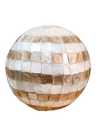 BOLA DECORATIVA COM MADREPEROLA MOSAICO DOURADO E NATURAL G