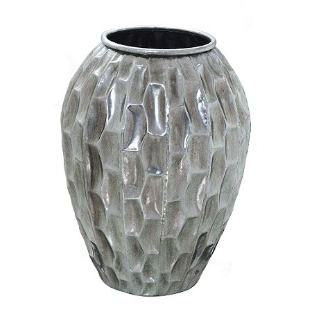 VASO DECORATIVO DE CHAO EM METAL PRATA P