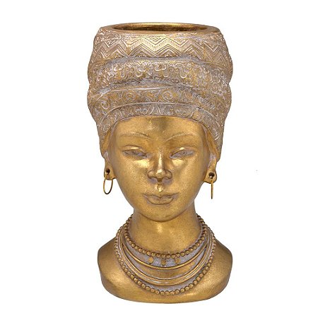 VASO DECORATIVO AFRICANA RUSTICO DOURADO