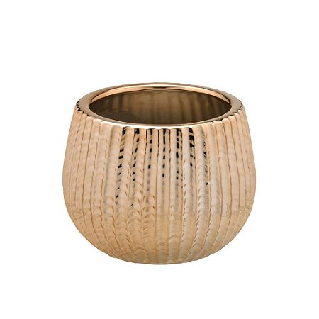 CACHEPOT DE CERAMICA ROSE GOLD TRABALHADO G