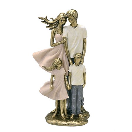 ESCULTURA DA FAMILIA COM CASAL DE FILHOS DECOR