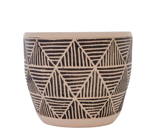 CACHEPOT ETNICO ZIG ZAG EM CIMENTO P