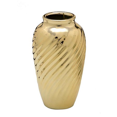 VASO DECORATIVO TRABALHADO DOURADO
