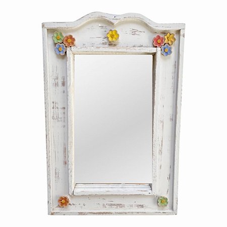 Espelho Decor em madeira Flores color G