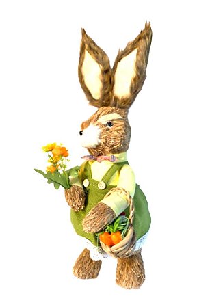 Coelha de Pascoa com vestido de Juta e flores