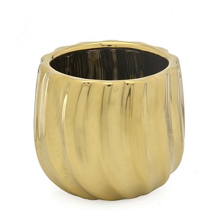 CACHEPOT DECORATIVO DOURADO CERAMICA